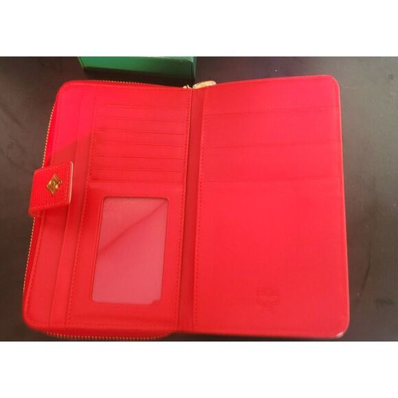 MCM Red Studded Leather Frame Bag and Matching Wallet - Picture 12 of 16